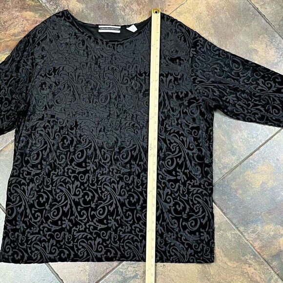 Amanda Smith Black Textured Paisley Velvet 2X Blouse - Picture 5 of 8